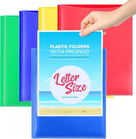 clear plastic folders with pockets.